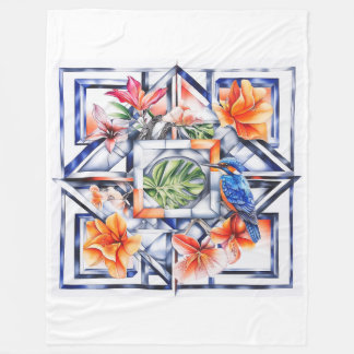 Tropisch floral, Botanisch mit Vogel Fleecedecke