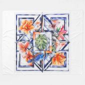 Tropisch floral, Botanisch mit Vogel Fleecedecke (Vorderseite (Horizontal))