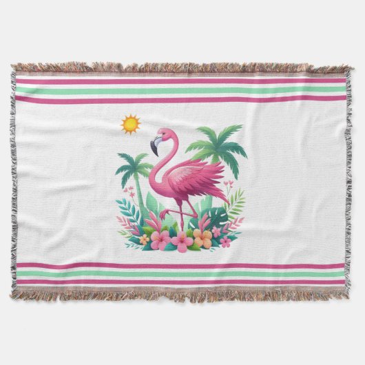 Tropisch/Florida rosa Flamingo Decke (Vorderseite)