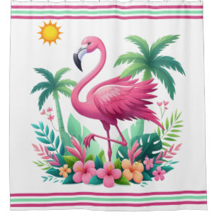 Tropisch/Florida rosa Flamingo Duschvorhang