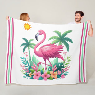 Tropisch/Florida rosa Flamingo Fleecedecke