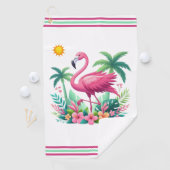 Tropisch/Florida rosa Flamingo Golfhandtuch (Insitu)