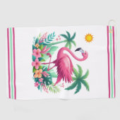 Tropisch/Florida rosa Flamingo Golfhandtuch (Horizontal)