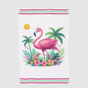 Tropisch/Florida rosa Flamingo Golfhandtuch