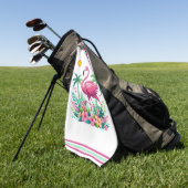 Tropisch/Florida rosa Flamingo Golfhandtuch (Gras)