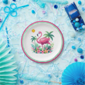Tropisch/Florida rosa Flamingo Pappteller (Party)