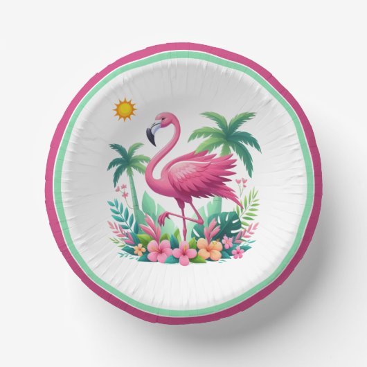 Tropisch/Florida rosa Flamingo Pappteller (Vorderseite)