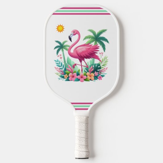 Tropisch/Florida rosa Flamingo Pickleball Schläger (Vorderseite)