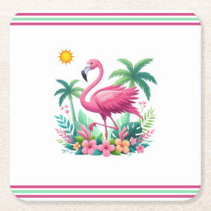 Tropisch/Florida rosa Flamingo Rechteckiger Pappuntersetzer
