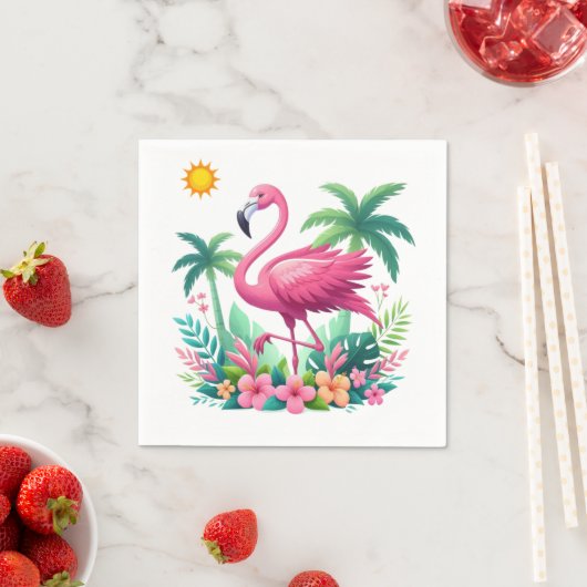 Tropisch/Florida rosa Flamingo Serviette (Beispiel)