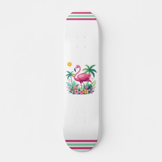 Tropisch/Florida rosa Flamingo Skateboard (Vorne)