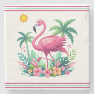 Tropisch/Florida rosa Flamingo Steinuntersetzer