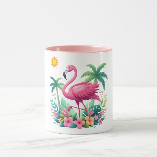 Tropisch/Florida rosa Flamingo Tasse (Zentrum)