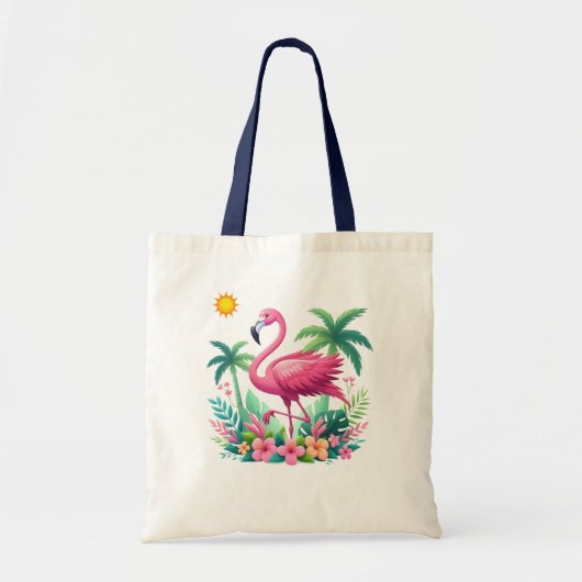 Tropisch/Florida rosa Flamingo Tragetasche (Vorne)