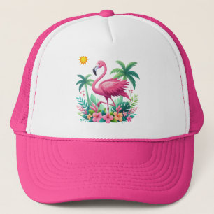 Tropisch/Florida rosa Flamingo Truckerkappe