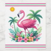 Tropisch/Florida rosa Flamingo Weinetikett (Einzelnes Label)