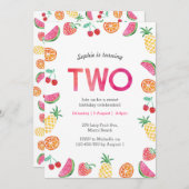 Tropisch fruchtig Rosa Geburtstag Einladung (Vorne/Hinten)