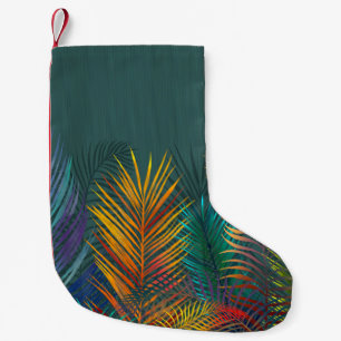 Tropisch gefärbte Palmwedel. Regenbogen Neon Blätt Kleiner Weihnachtsstrumpf