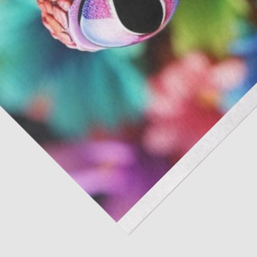 Tropisch gefärbter Frosch und Blume Seidenpapier (Ausschnitt)