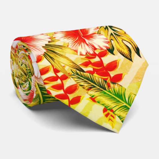 Tropisch-Gelbblütenhawaiianisches Muster Krawatte (Gerollt)
