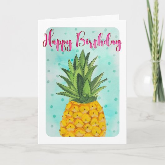 Tropisch-gelbe Ananas-Früchte zum Geburtstag Karte (Vorderseite)