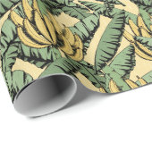 Tropisch-Gelbe Banane und Blätter Geschenkpapier (Rolleneckpunkt)