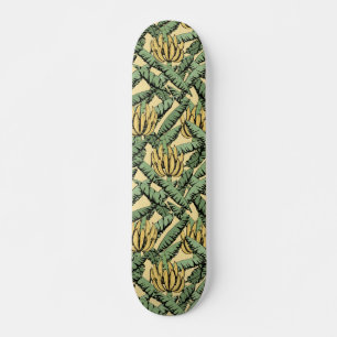Tropisch Gelbe Bananen und Blätter Schwarz Skateboard
