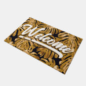 Tropisch-Gelbe Dschungel-Blätter willkommen Fußmatte (Schrägansicht)