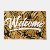 Tropisch-Gelbe Dschungel-Blätter willkommen Fußmatte (Vorderseite)