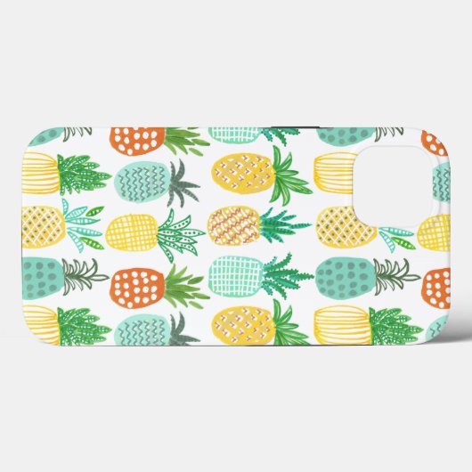 Tropisch-gelbe, moderne Ananas-Muster Case-Mate iPhone Hülle (Rückseite (Horizontal))