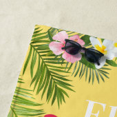 Tropisch-gelber Flamingo-Individuelle Name Strandtuch (Beispiel)