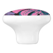 Tropisch gemalt Monstera rosa grünes Blau schwarz Keramikknauf (Seitenansicht)