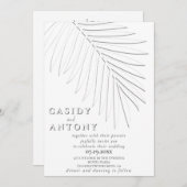 Tropisch geprägtes Palmenblatt mit einer Prägung Einladung (Vorne/Hinten)