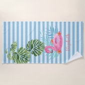 Tropisch, gestreift, Flamingo Schwimmbad Schwimmba Strandtuch (Vorderseite)
