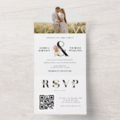 Tropisch getrocknete Ampersand Foto QR Code Hochze All In One Einladung (Innen Boden)