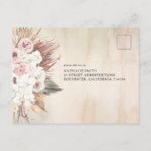 Tropisch getrocknete Palm-Blätter Hochzeit Rsvp Ankündigungspostkarte (Rückseite)