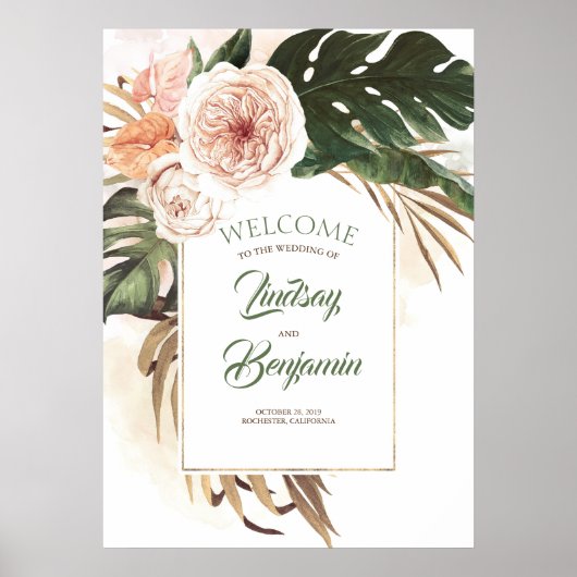 Tropisch getrocknete Palmblätterpilze Poster (Vorne)