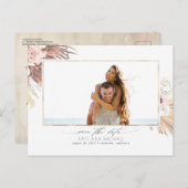 Tropisch getrocknetes Palmblätterblatt Save the Da Ankündigungspostkarte (Vorne/Hinten)