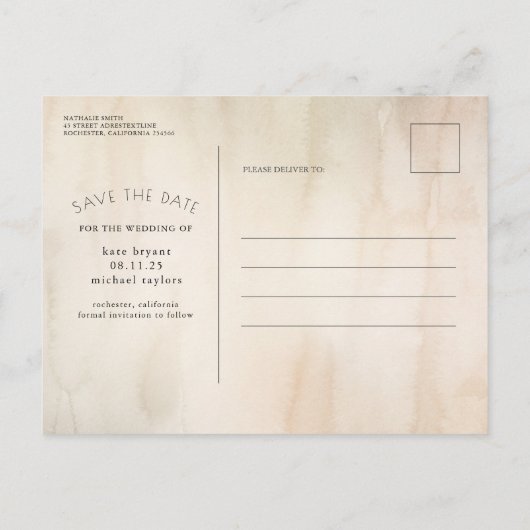 Tropisch getrocknetes Palmblätterblatt Save the Da Ankündigungspostkarte (Rückseite)