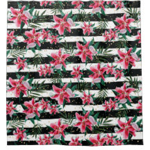 Tropisch glatte Blume Schwarz-Weiß Streifen