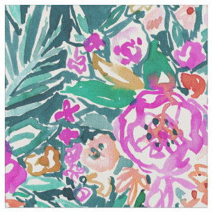 TROPISCH GLAUBT BlumenAquarell zu drucken Stoff