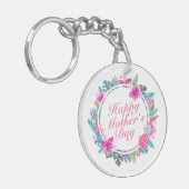 Tropisch glücklicher Muttertag Blumenrahmen Schlüs Schlüsselanhänger (Vorderseite links)