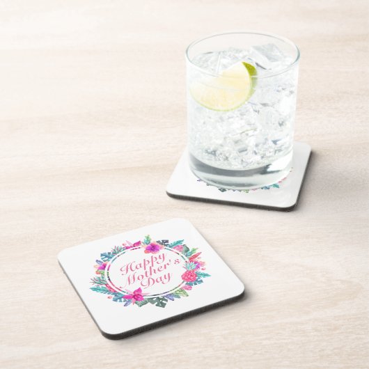 Tropisch glücklicher Muttertag Blumenrahmen Unters Untersetzer (Rechte Seite)