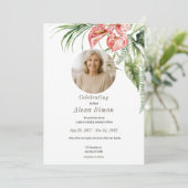 Tropisch grüne Blätter Anthurium Beerdigung Einlad Einladung (Stehend Vorderseite)