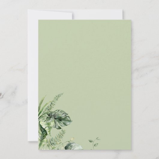 Tropisch grüne Blätter Anthurium Beerdigung Einlad Einladung (Rückseite)