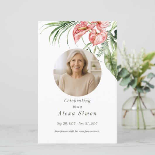 Tropisch grüne Blätter Anthurium Beerdigung Progra (Stehend Vorderseite)