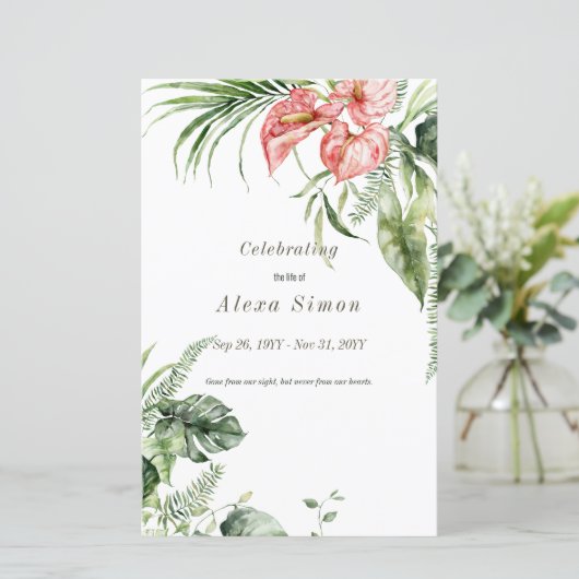 Tropisch grüne Blätter Anthurium Beerdigung Progra (Stehend Vorderseite)