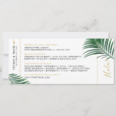 Tropisch grüne Blätter Boarding Pass Rett Date Car Ankündigung (Rückseite)