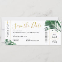 Tropisch grüne Blätter Boarding Pass Rett Date Car