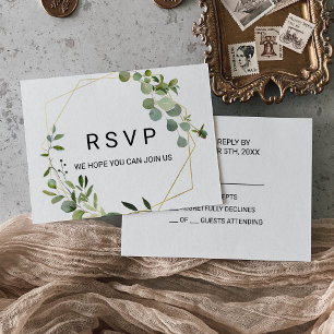 Tropisch-grüne Blätter Hochzeit RSVP Karte